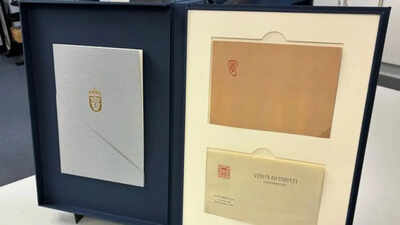 reproductions of two handwritten cards by the indian poet and nobel laureate rabindranath tagore