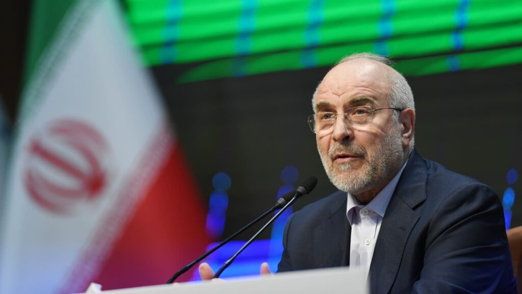 108288851 1775674334806 gettyimages 2249393037 IRAN TEHRAN PARLIAMENT SPEAKER US NUCLEAR NEGOTIATIONS PRESS CONFERENCE