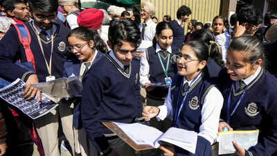amritsar students discuss after appearing for the first cbse board exam of 2025