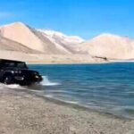 ladakh fines tourists for driving into lake