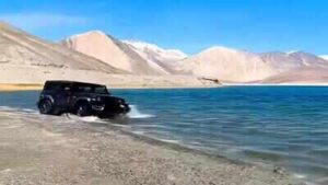 ladakh fines tourists for driving into lake