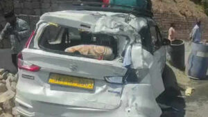 ramban jammu and kashmir jun 09 ani a view of the damaged car after it was