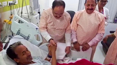 in this screengrab from a video posted on late july 23 2026 social activist sonam wangchuk interacts with union ministers jp nadda and jitendra sing