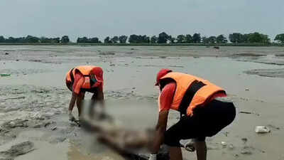 maharajganj uttar pradesh aug 27 ani sdrf personnel carry a body recovered