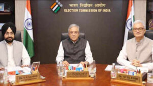 cec gyanesh kumar centre with election commissioners ss sandhu left and vivek joshi at an eci meeting on saturday