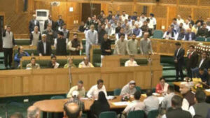 jampk assembly erupts over hari singh sheikh abdullah holiday row bjp stages walkout