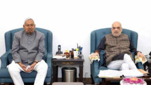 jdu suprmeo and former bihar chief minister nitish kumar with union home minister amit shah