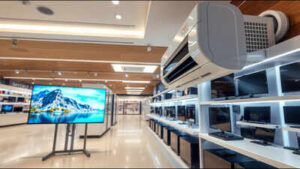 modern electronics store display