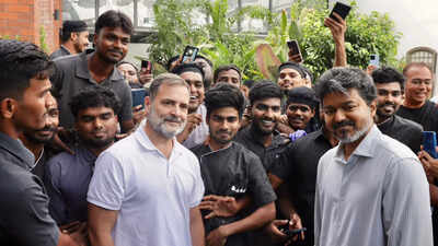 congress leader rahul gandhi meets tamil nadu cm vijay in chennai ahead of chhatron ki goonj event