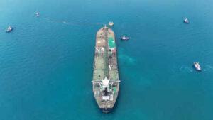 file photo drone view of oil tanker helga berthed at one of iraqs southern offshore oil terminals near basra