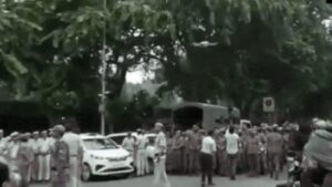 in anticipation of the cockroach janta partys protest in central delhi drones and a heavy police presence have been mobilized