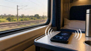 loud phone audio on a train tray