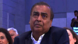 mukesh ambani gets emotional while listening to anant and isha ambanis address during jio platforms ipo ceremony