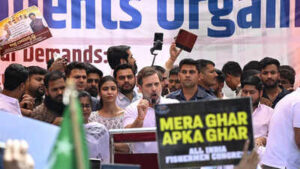 new delhi lok sabha lop rahul gandhi addresses during a parliament march prot