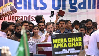 new delhi lok sabha lop rahul gandhi addresses during a parliament march prot