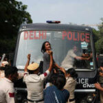 protesters during agitation in delhi against sir