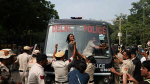 protesters during agitation in delhi against sir