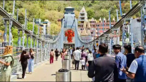 rishikesh jul 29 ani tourists visit the newly constructed bajrang setu glas